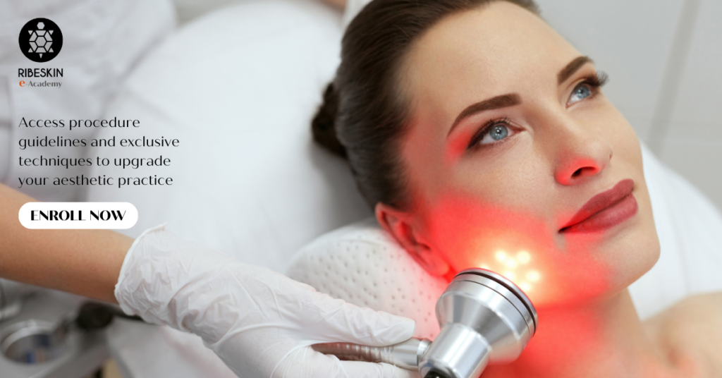 LED light therapy being used during PDT therapy for acne treatment