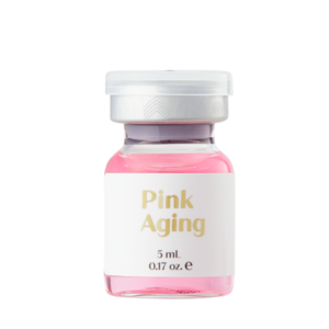 Ribeskin pink aging solution in vial for anti aging treatment at dermatologist clinic or medical aesthetic clinic